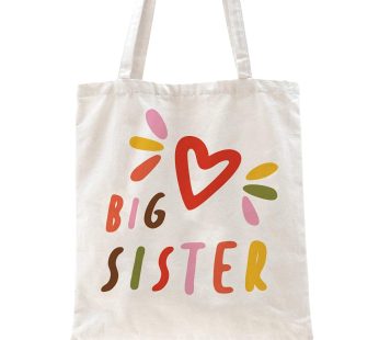 Ihopes Big Sister Reusable Tote Bag | Cute Big Sister Canvas Tote Bag Gifts for Girls Daughter Sister | Perfect birthday gifts/Birth Announcement/New Pregnancy Gift