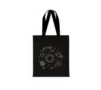 Tote Tote Bag with Zipper and 2 Large Inner Pocket T29 ID (Space Design 1), Black(clay)