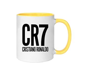 MEC Cristiano Ronaldo Coffee Mug with Yellow Handle 11oz CR7 Tea Cup Gift For Him