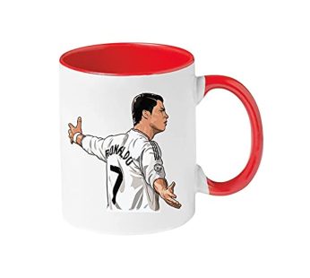 MEC Cristiano Ronaldo Coffee Mug with Red Handle 11oz CR7 Tea Cup Gift For Him