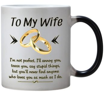 DasyFly Wife Gifts from Husband,Funny Color Changing Wife Coffee Mug 11-OZ Ceramic Cup-Wife Birthday Gifts Ideas,Romantice Wedding Anniversay Valentines Day Christmas Gifts for Wife for Her