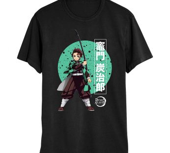 Demon Slayer Mens Anime T-Shirt Kimetsu No Yaiba Shirt – Tanjiro Kamado Tee, Black, S