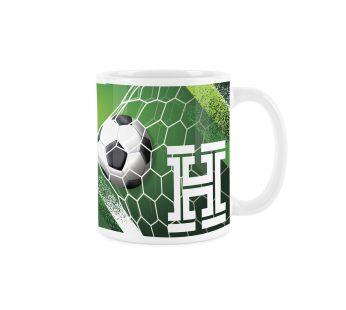 Football Letter H Mug – White Initial Personalised Alphabet Tea Coffee Gift Mug Present