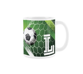 Football Letter L Mug – White Initial Personalised Alphabet Tea Coffee Gift Mug Present