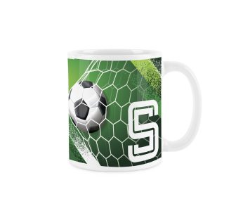Football Letter S Mug – White Initial Personalised Alphabet Tea Coffee Gift Mug Present