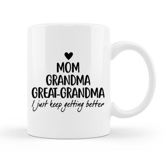 QUICQOD Mom Gifts Mug,Grandma Gifts Coffee Mug,Great Grandma Gifts Ceramic Cup,Best Grandma Birthday Gifts,New Grandma Gifts First Time,11 oz Coffee Mug White