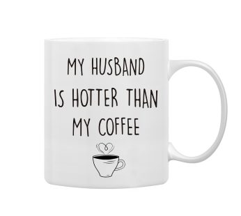 QASHWEY Husband Mug, Funny Valentines Coffee Mug for Husband Wife, Valentines Day Mug Tea Cup Gifts for Husband Him from Wife, My Husband is Hotter Than My Coffee Mug Coffee Cups Ceramic 11oz