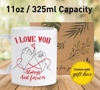 QVUXZ Couple Coffee Mug Gift, I Love You Always & Forever, Romantic Mug Gifts for Her Wife Girlfriend Him Husband Boyfriend, Christmas Birthday Valentines Gift, Ceramic 11oz