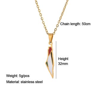 Palestine Necklace Stainless Steel Pendant for Women Men Country Map Jewelry Daily Accessories