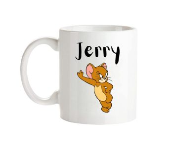 TOM JERRY Coffee Mug Espresso cups glass cups |Espresso Coffee Mug| Tea Cup| Drinking Glass For Kids | Kitchen Ceramic Coffee Cup Handle For Hot & Cold Beverages| 11 Oz (WHITE)