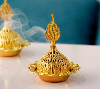 Gold Eid Incense Burner Antique Arabic Incense Burner Pot Metal Vintage Aromatherapy Stoves Incense Holder Scented Candle