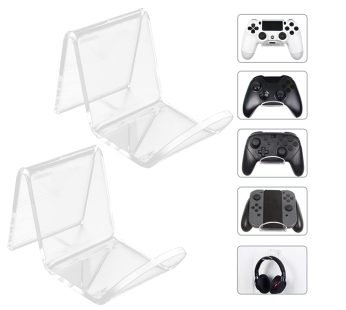 Pack of 2 Wall Mount Headphone Stand, Transparent Acrylic Headphone Holder Headset Holder Game Controller Hanger for Universal Gaming