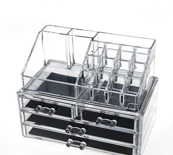 ECVV Clear Acrylic Cosmetic Organizer Makeup Holder Display Jewelry Storage Case 4 Drawer For Lipstick Liner