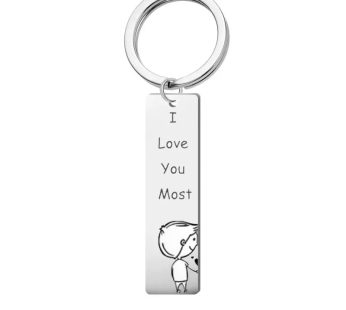 Stainless Steel Inspirational Mantra Family Secret Worlds Mother Father’s Day Keychain Pendant  – Love Most