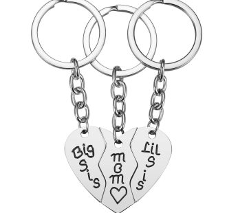 Mom Birthday Gift from Daughter – 3PCS Mother Big Sis Little Sis Keychain Gifts Set for Mother’s Day